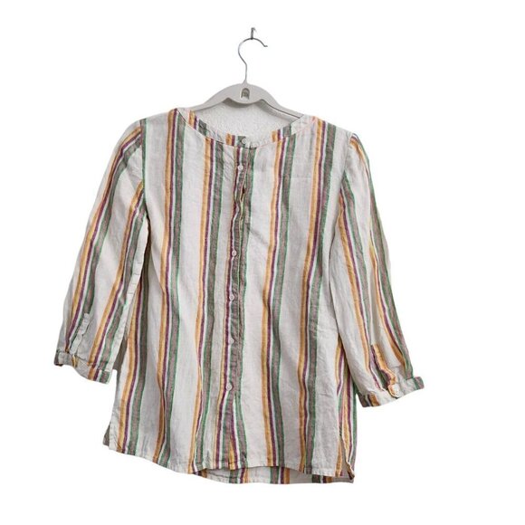 Boden Womens Katie Top 4‎ Striped Linen Back Button Up Blouse Resortwear - Picture 10 of 13